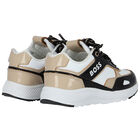 Girls Black & White Logo Trainers, 1, hi-res