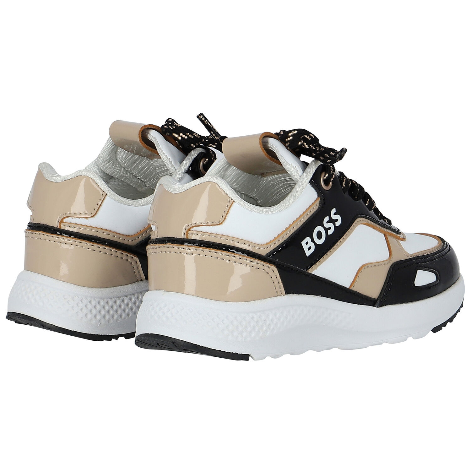 Girls Black & White Logo Trainers, 1, hi-res image number null