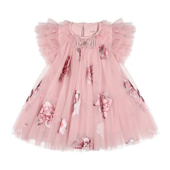 Baby Girls Pink Tulle Floral Dottie Dress