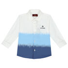 Younger Boys White & Blue Logo Shirt, 1, hi-res