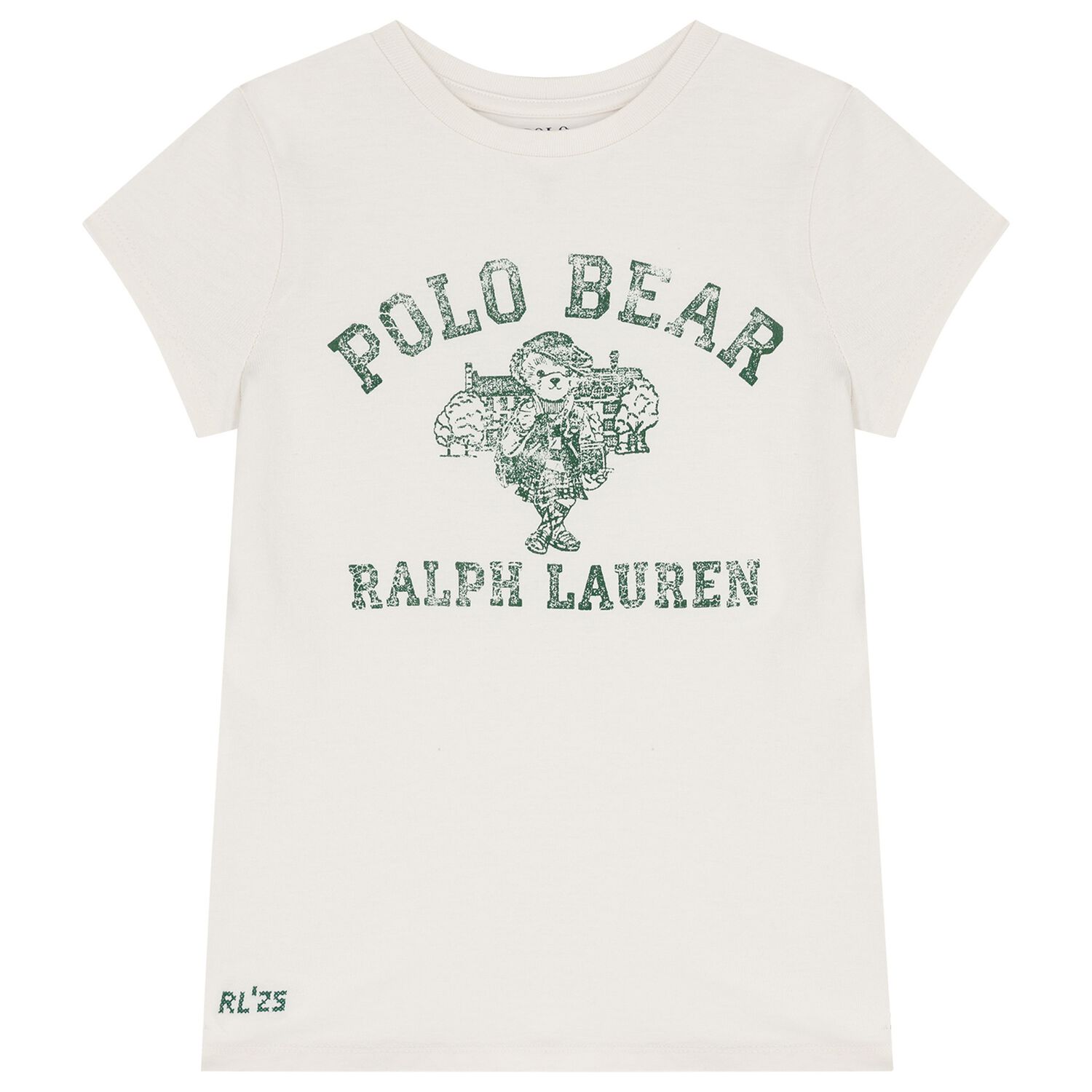 Girls White Polo Bear T-Shirt, 1, hi-res