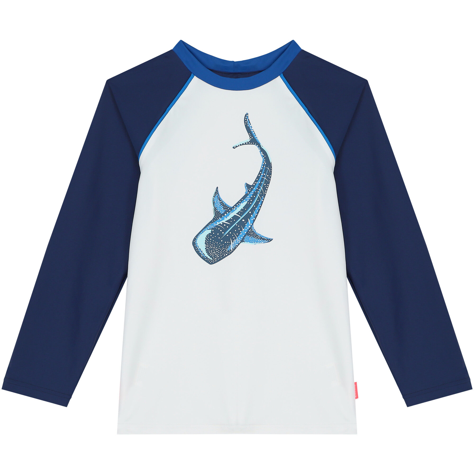 Sunuva Boys White Blue Shark Long Sleeve Rash Vest Junior Couture UK