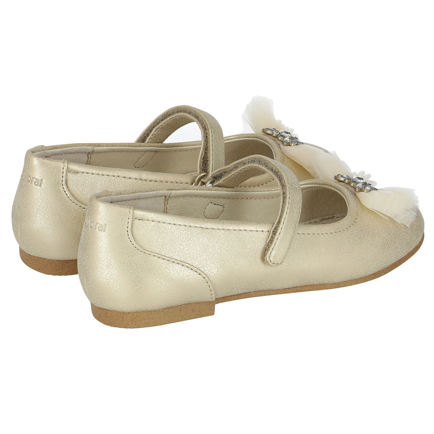 Girls Gold Bow Ballerina Shoes, 1, hi-res image number null