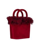 Girls Red Velvet Ruffled Hand Bag, 1, hi-res