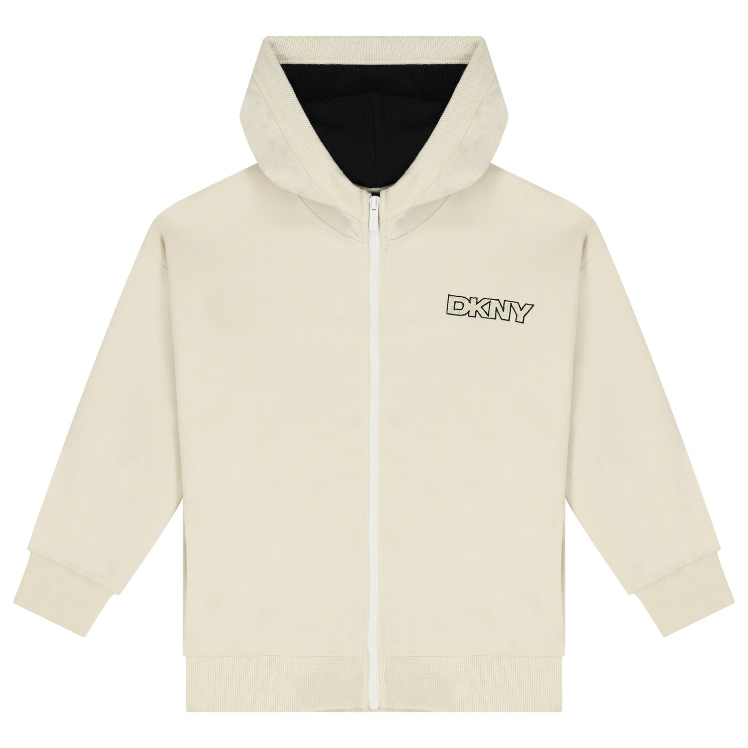 Ivory Logo Hooded Zip Up Top, 1, hi-res image number null