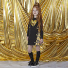 Girls Black & Gold Heart Dress, 1, hi-res