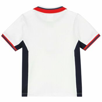 Younger Boys White Logo Polo Shirt