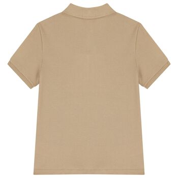 Boys Beige Logo Polo Shirt