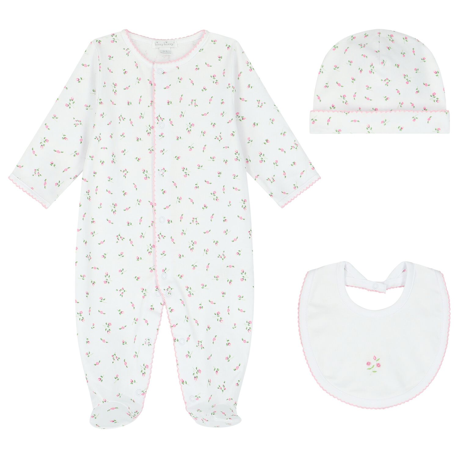 Baby Girls White & Pink Roses Babygrow Gift Set, 1, hi-res