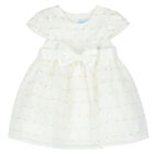 Younger Girls White Bow Organza Dress, 1, hi-res