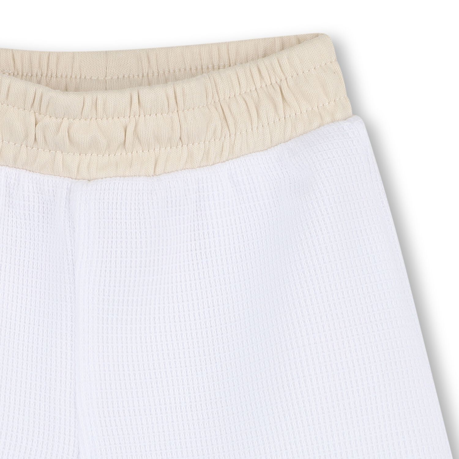 Baby Boys White & Beige Knitted Shorts Set, 1, hi-res