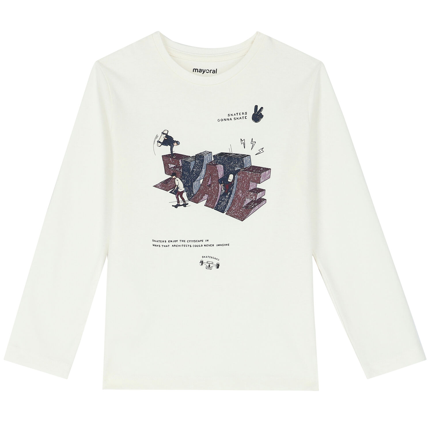 Boys Navy & White Skate Long Sleeve Top ( 2-Pack ), 1, hi-res