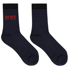 Boys Red & Navy Logo Socks ( 2-Pack ), 1, hi-res