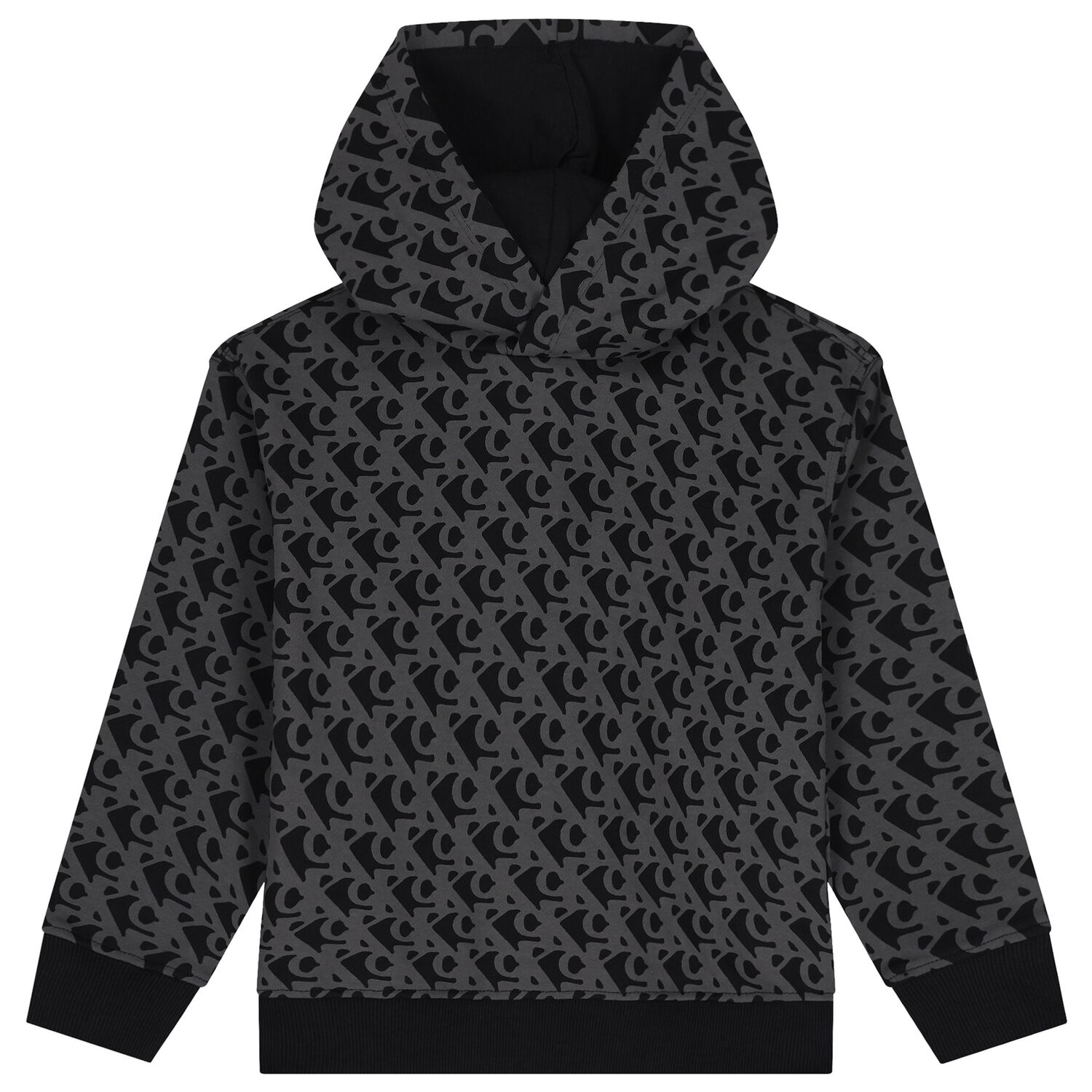 Boys Black & Grey Logo Hooded Top, 1, hi-res