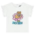 Younger Girls White & Pink Teddy Logo Shorts Set, 1, hi-res