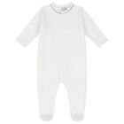 White & Grey Dots Babygrow, 1, hi-res