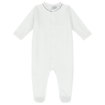 White & Grey Dots Babygrow