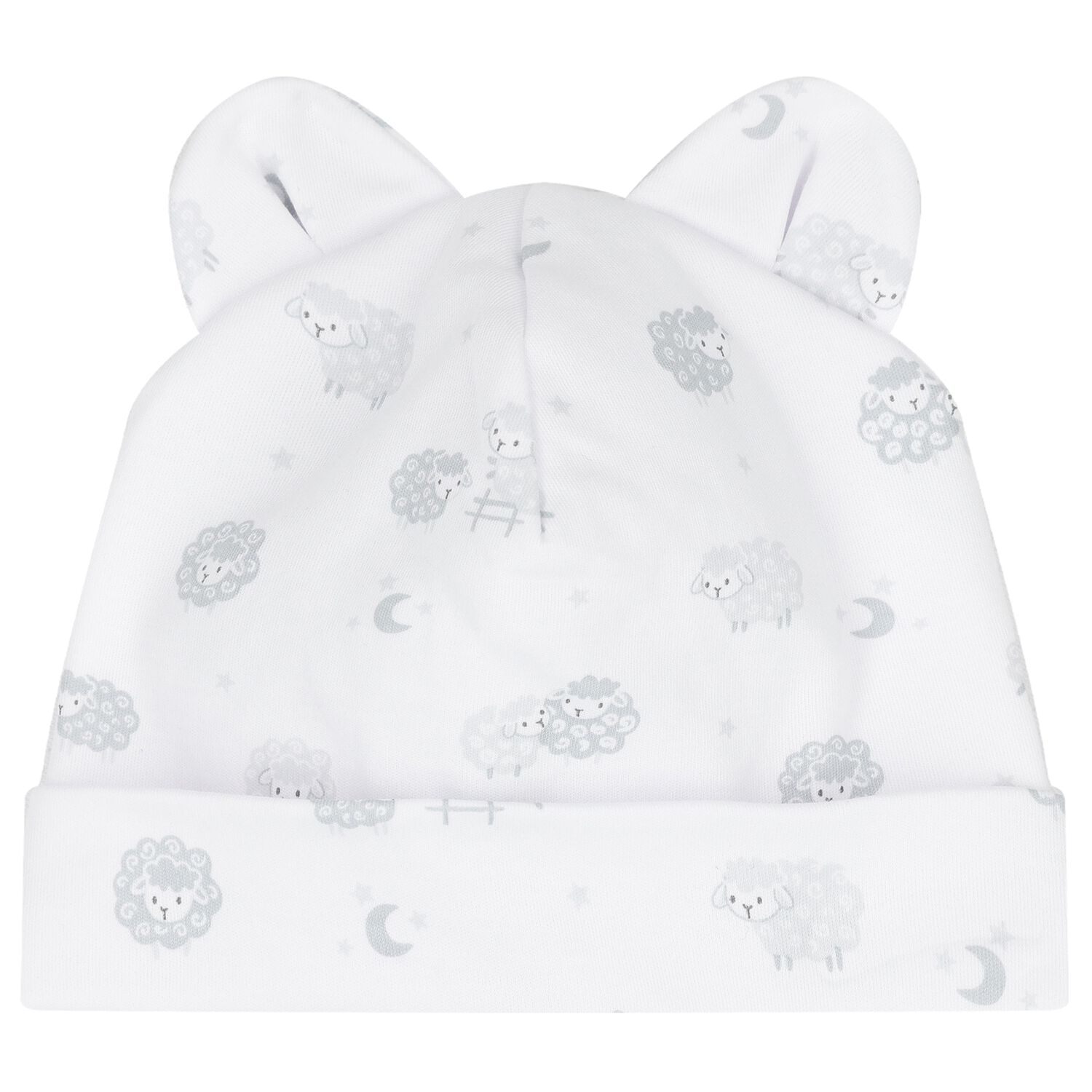 Grey & White Cotton Baby Sheep Hat, 1, hi-res image number null