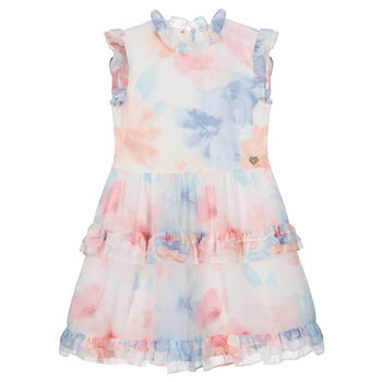 Girls Multi-Coloured Logo Chiffon Dress