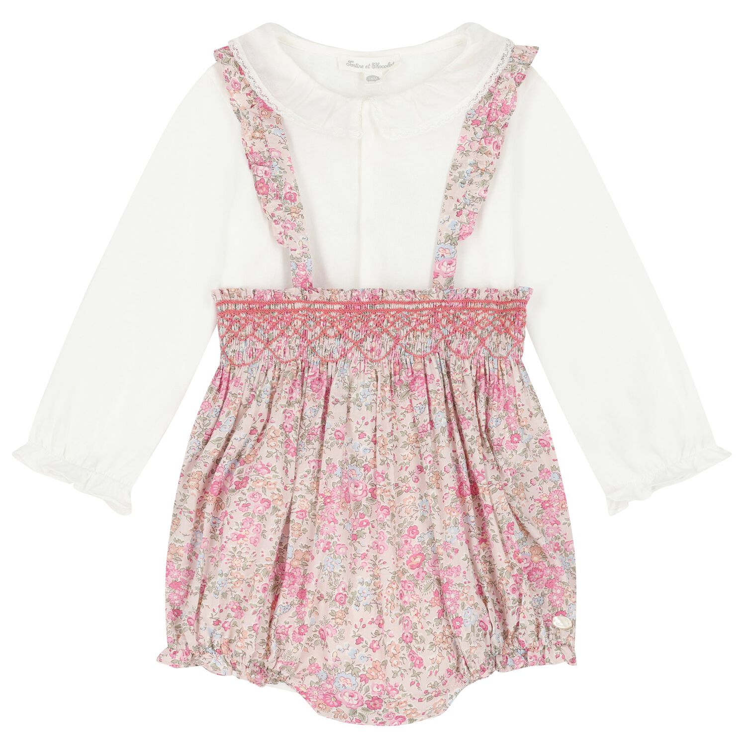 Baby Girls White & Pink Shorts Set, 1, hi-res