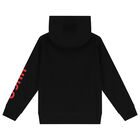 Boys Black Logo Hooded Zip Up Top, 1, hi-res