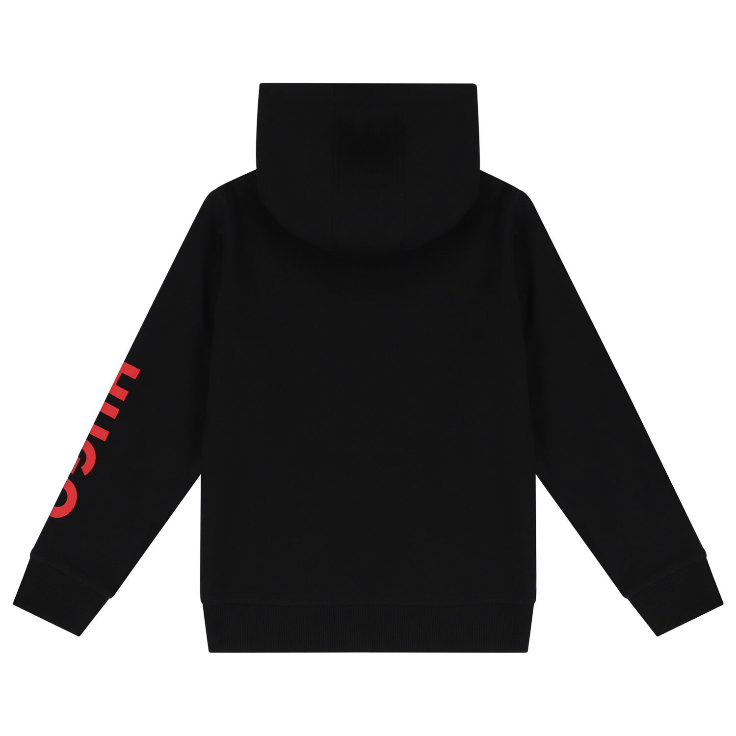 Boys Black Logo Hooded Zip Up Top, 1, hi-res