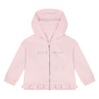 Younger Girls Pink Logo Zip Up Top, 1, hi-res