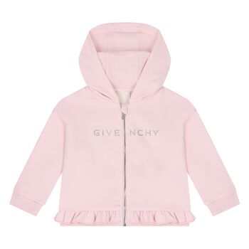 Younger Girls Pink Logo Zip Up Top