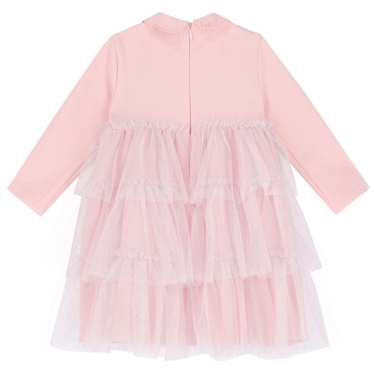 Younger Girls Pink Tulle Dress, 1, hi-res