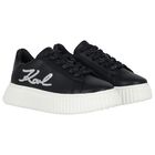 Girls Black Logo Trainers, 1, hi-res