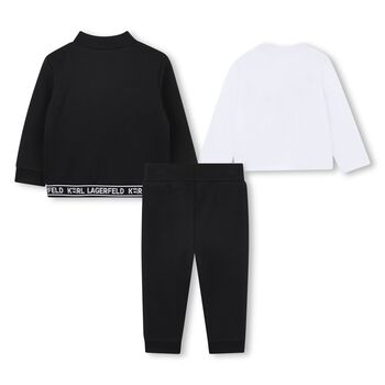 Younger Boys Black & White Logo 3-Piece Tracksuit