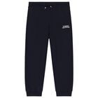 Boys Navy Blue Logo Joggers, 1, hi-res