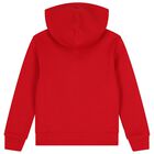 Boys Red Logo Hooded Zip Up Top, 1, hi-res
