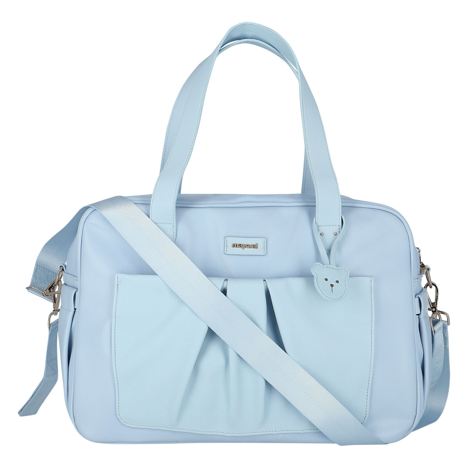 Blue Faux Leather Baby Changing Bag, 3, hi-res