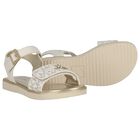 Girls Ivory & Gold Logo Sandals, 1, hi-res