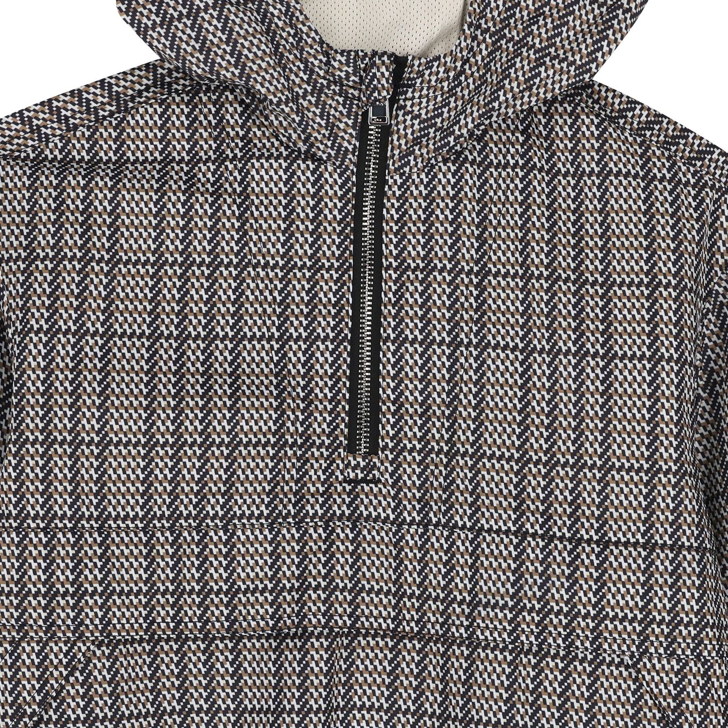 Boys Black, Beige & White Checked Windbreaker, 1, hi-res