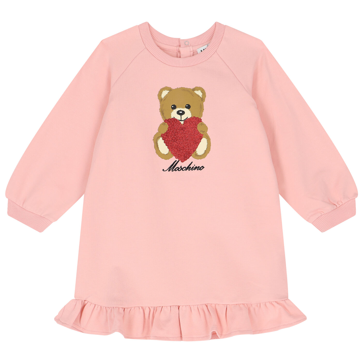 Younger Girls Pink Teddy Bear Logo Dress, 1, hi-res image number null
