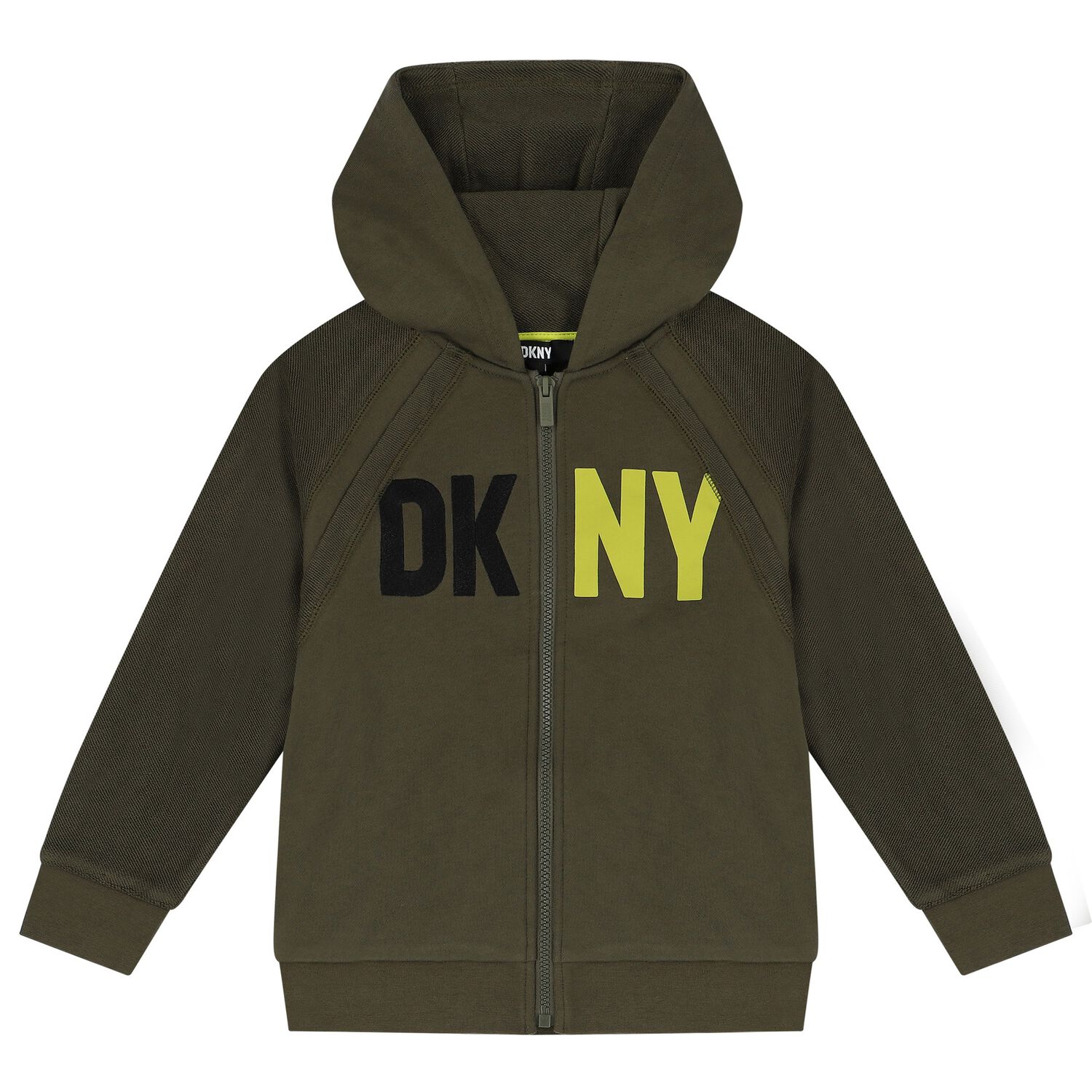 Boys Khaki Logo Hooded Zip Up Top, 2, hi-res image number null
