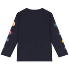 Boys Navy Space Long Sleeve Top, 1, hi-res