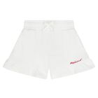 Girls White Logo Shorts, 1, hi-res