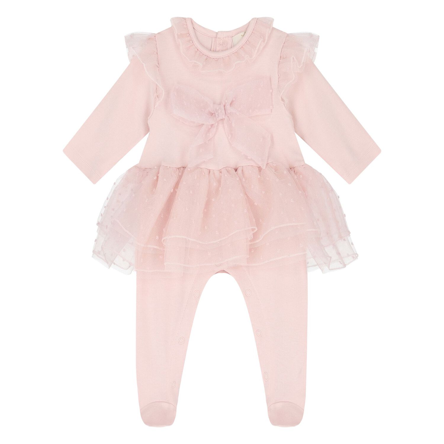 Baby Girls Pink Bow Babygrow Set, 1, hi-res