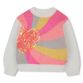 BILLIEBLUSH Girls Multi-Coloured Heart Knitted Sweatshirt, 1 Girls Multi-Coloured Heart Knitted Sweatshirt
