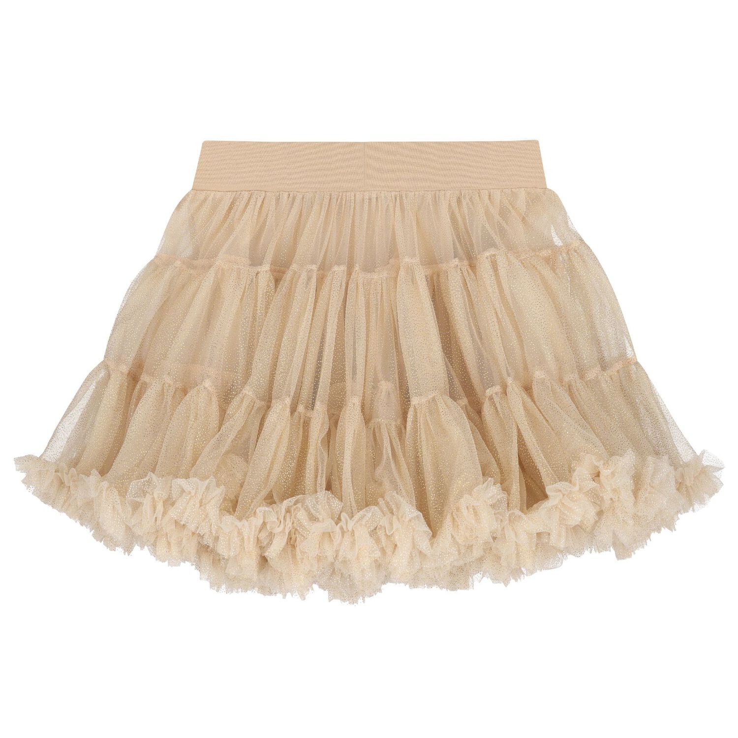 Girls Beige & Gold Tule Skirt, 14, hi-res