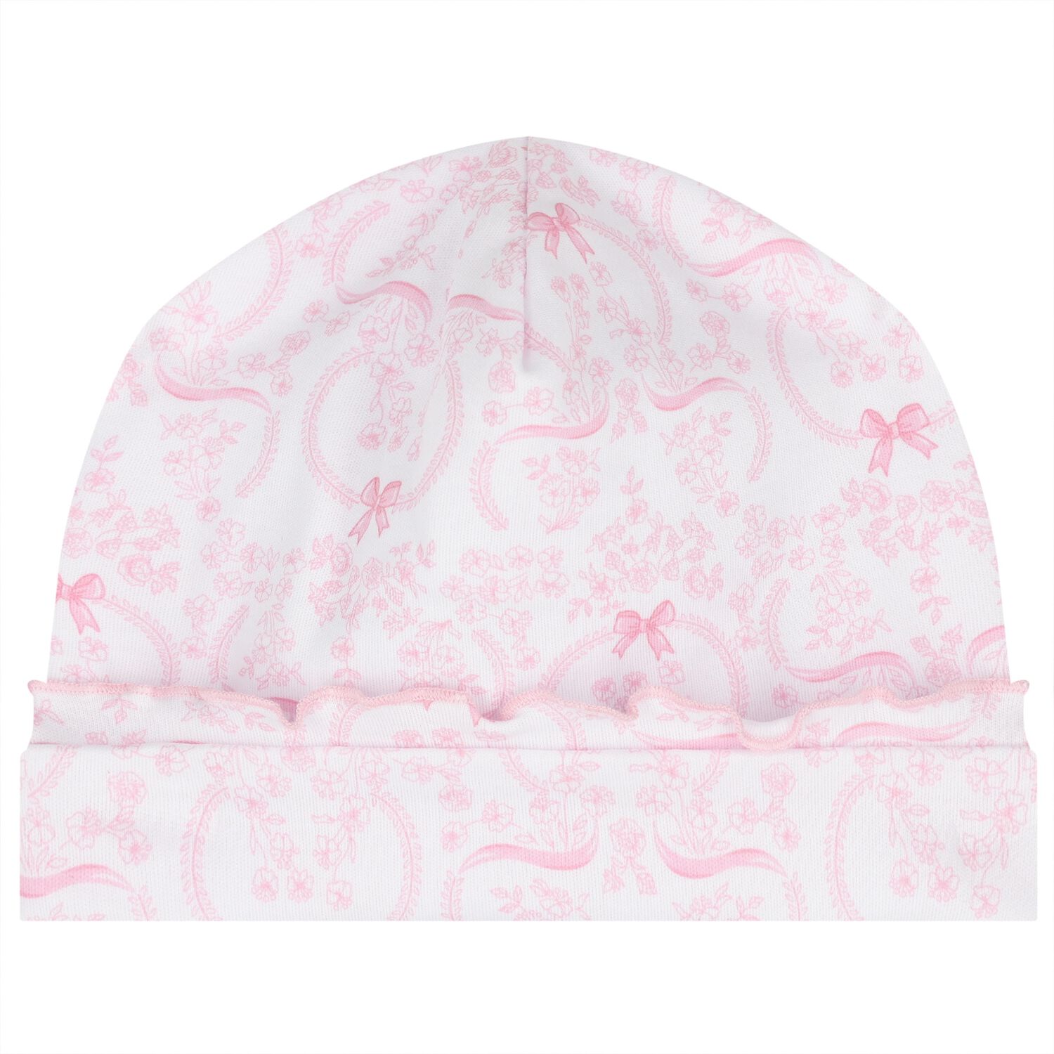 Baby Girls White & Pink Delicate Blooming Bow Hat, 1, hi-res