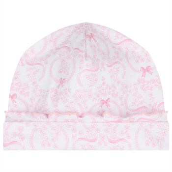 Baby Girls White & Pink Delicate Blooming Bow Hat