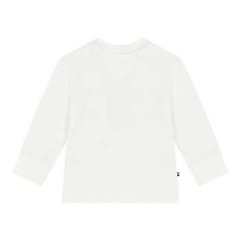 Younger Boys White Logo Long Sleeve Top