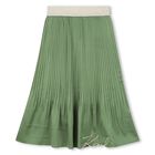 Girls Green Logo Pleated Skirt, 2, hi-res