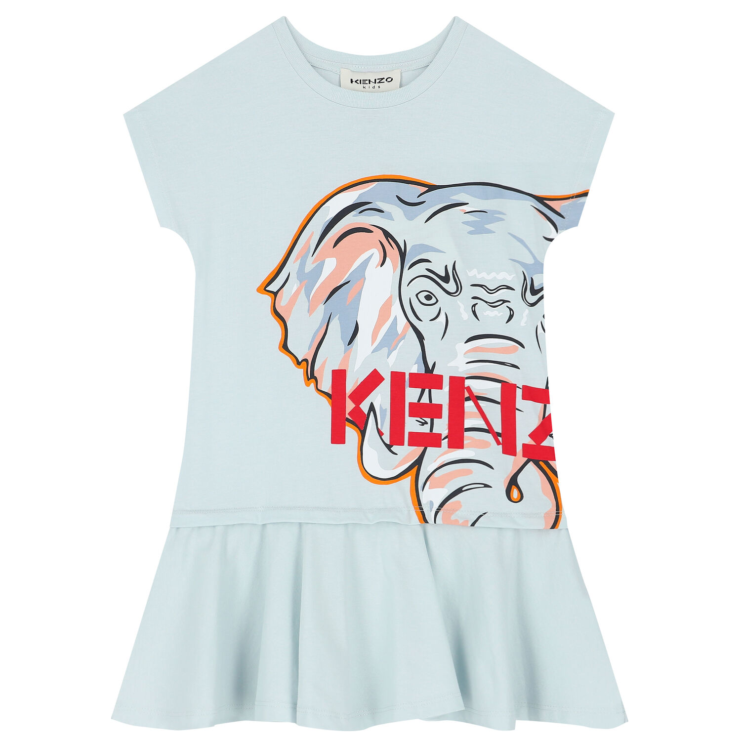 Girls Pale Blue Logo Dress, 1, hi-res