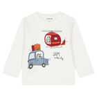 Younger Boys Ivory Long Sleeve Top, 1, hi-res