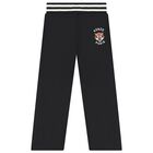 Boys Black Tiger Logo Trousers, 1, hi-res